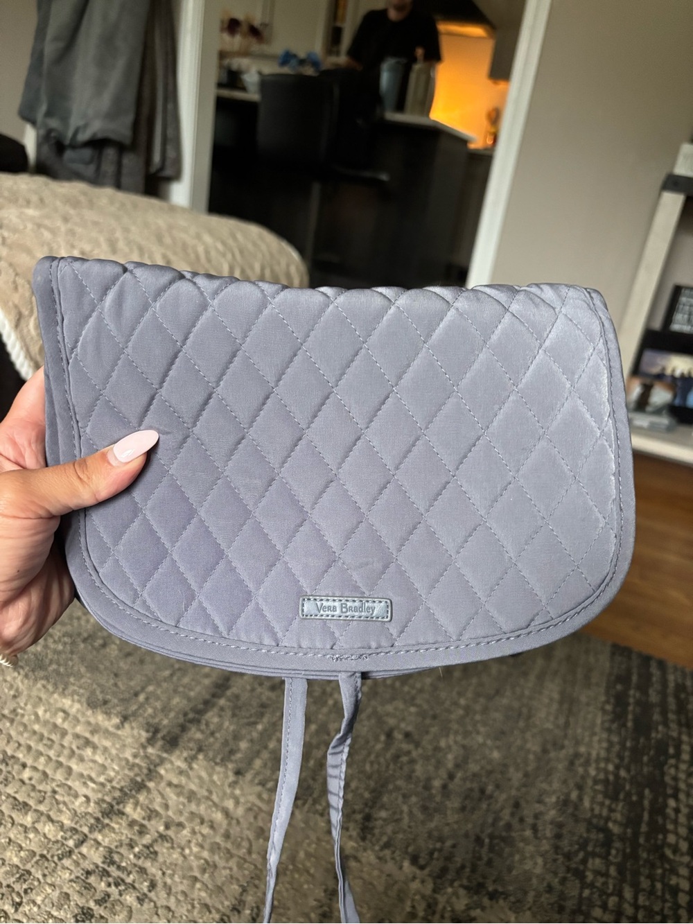 Vera Bradley Quilted Light Gray Cosmetic  Pouch